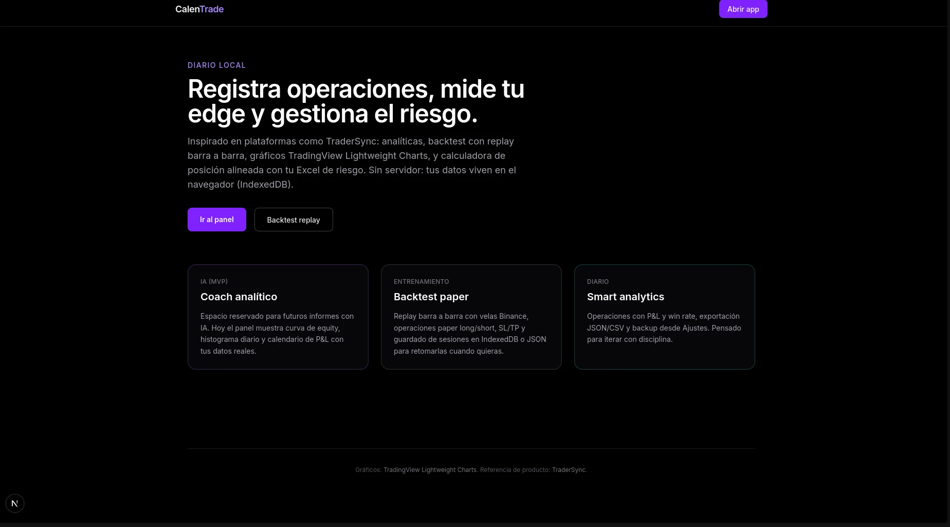 CalenTrade marketing landing page