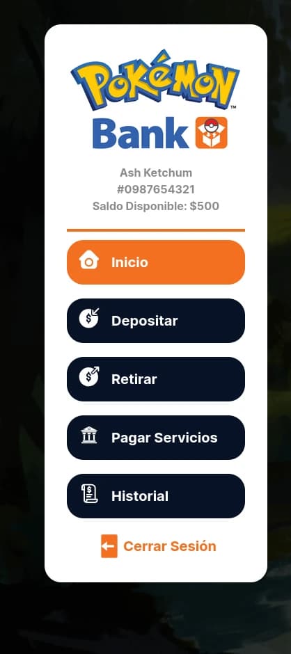 Pokémon Bank home menu